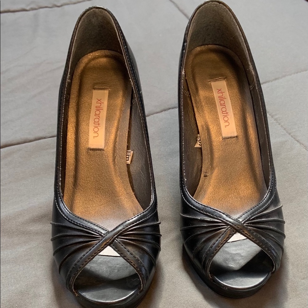 Black peep toe heels